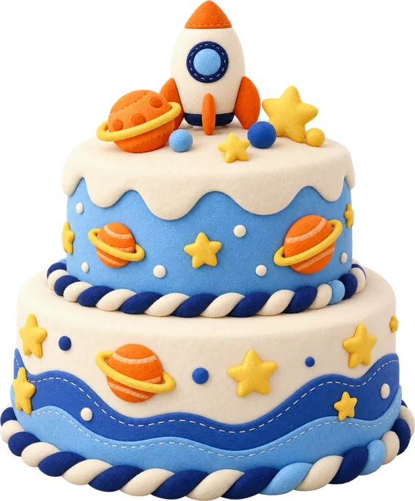 Bolo com foguete do convite Astronauta