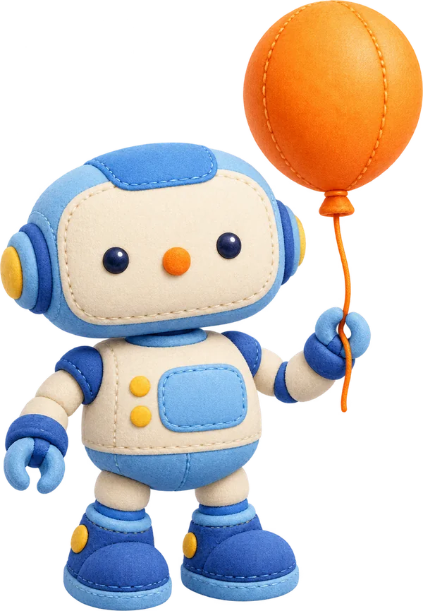 Robozinho com balão do convite Astronauta