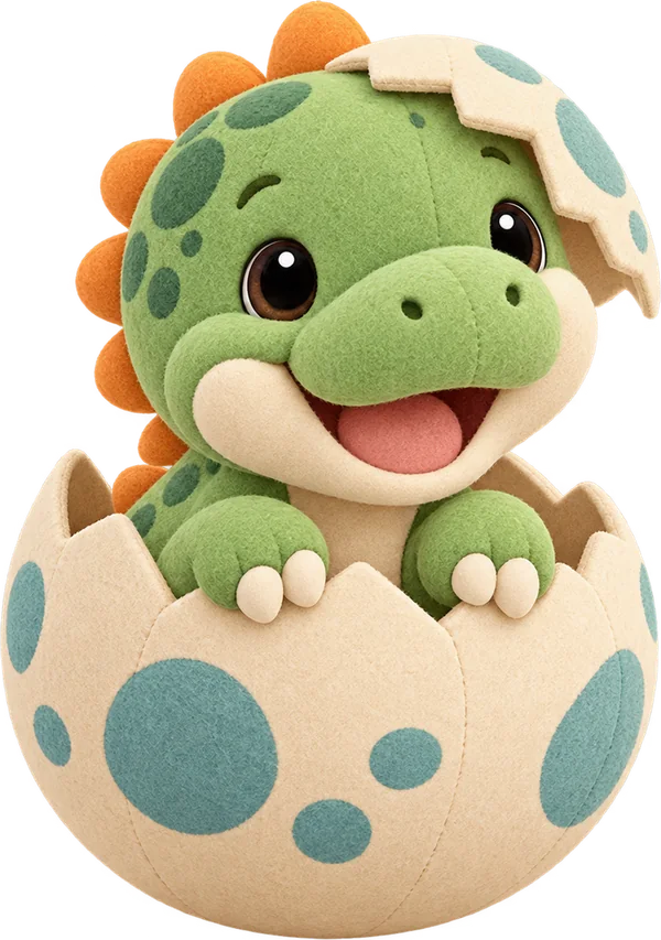 Filhote saindo do ovo do convite Dinossauros