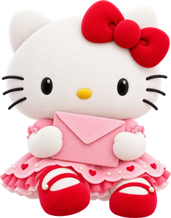 Com o convite do convite Hello Kitty