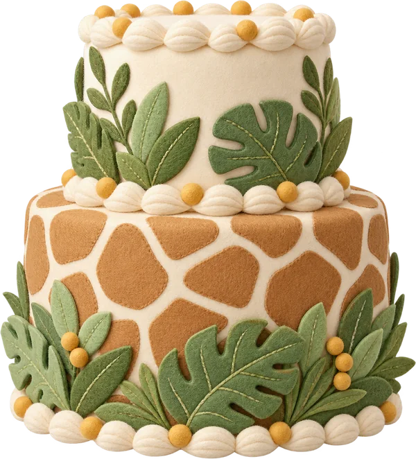 Bolo com estampa de girafa do convite Safári